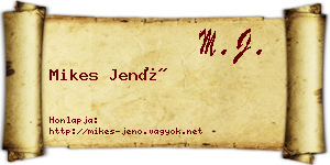 Mikes Jenő névjegykártya